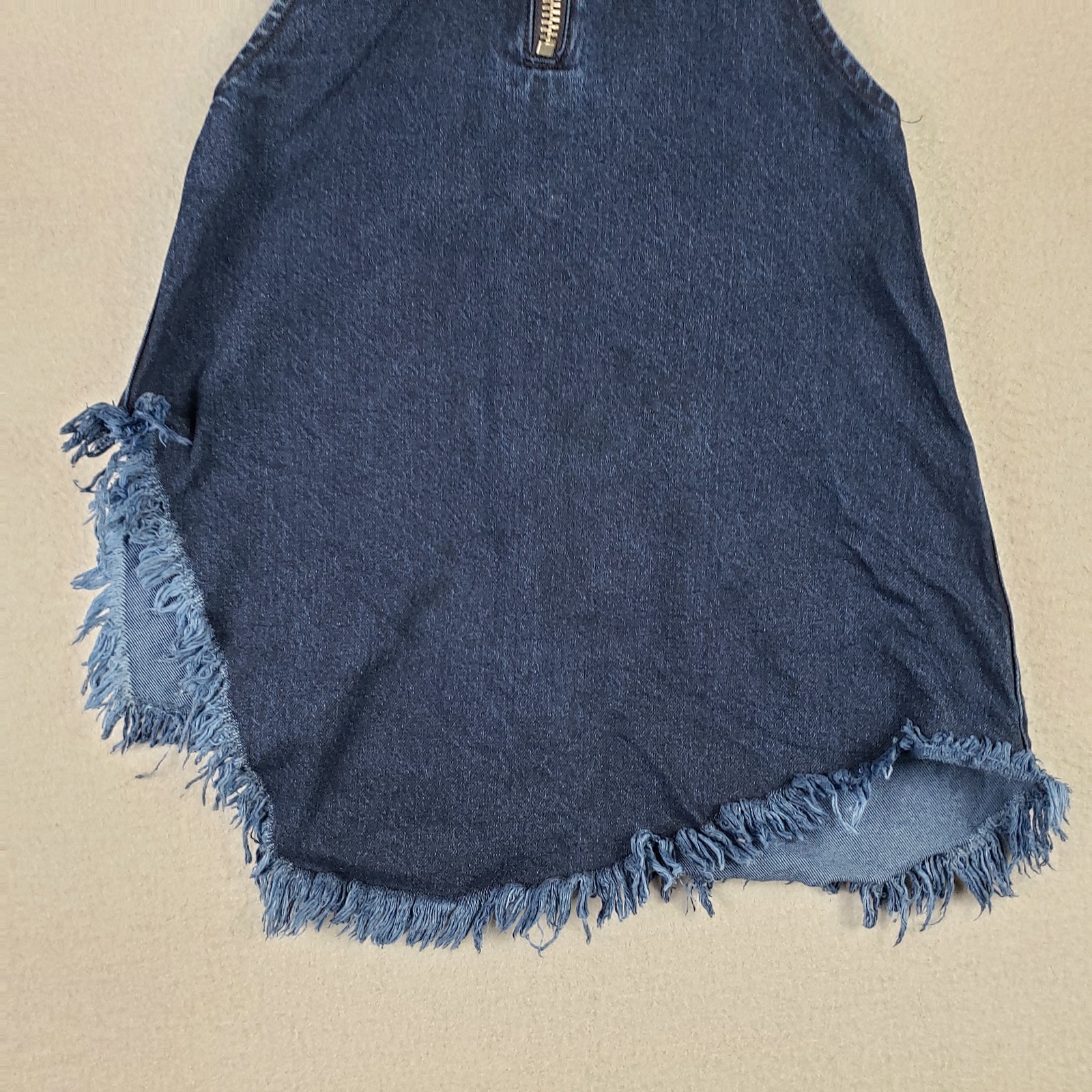 Marques Almeida Size Xs Denim Halter Top Frayed Zip Front Asymmetrical Grunge — image 2 of 8